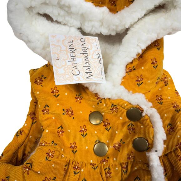 Catherine Malandrino Mini Baby Vest 3-6M Corduroy Faux Fur Hood Bear Ears Floral - Picture 3 of 7
